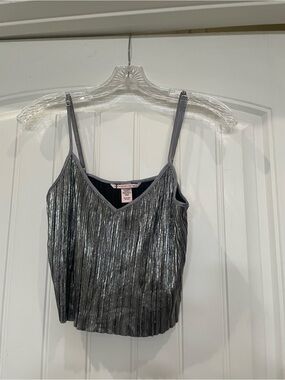 Victoria's Secret Metallic Silver Pleated V-Neck Cami